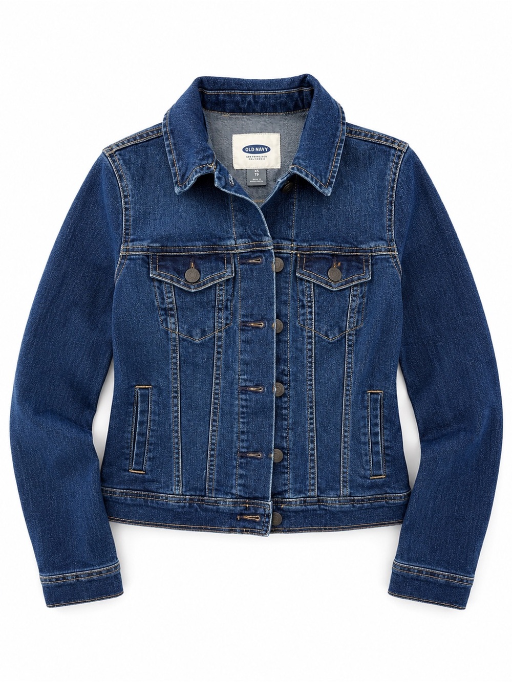 Old Navy XS Dark Wash Denim Jacket Stretch Cotton Classic Casual Layering Jacket